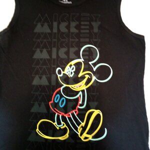 Disney Parks Authentic Mickey Mouse Neon Graphic Black Tank Top XXL Cotton/Polye